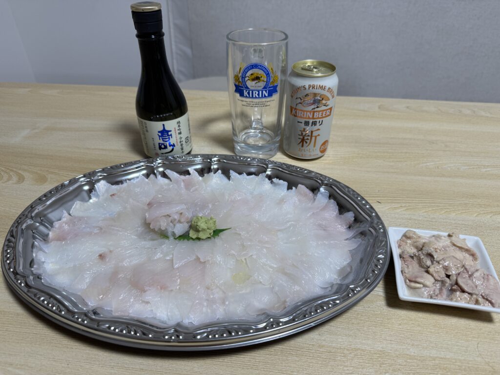 カワハギ刺身の別盛り